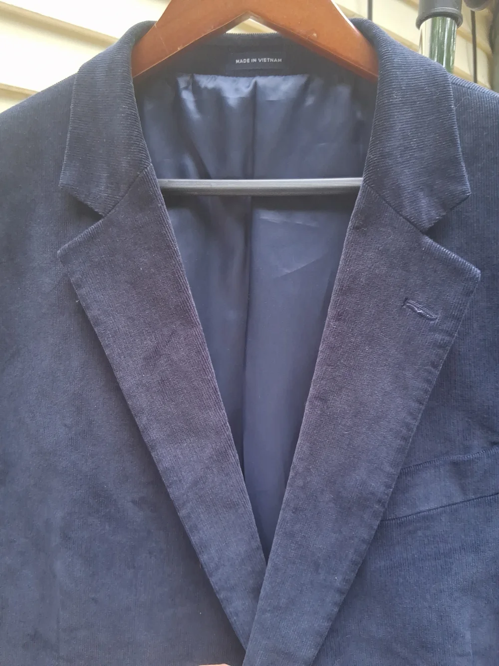Stafford Classic Fit Royal Blue Corduroy Blazer Suede Elbow Patches Mens 48R